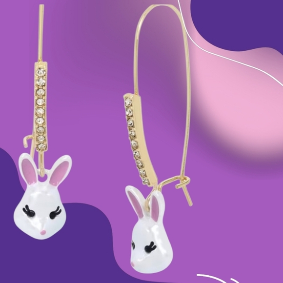 Betsey Johnson Jewelry - Easter Betsy Johnson Bunny Crystal Enamel Dangle Drop Wire Earring, New